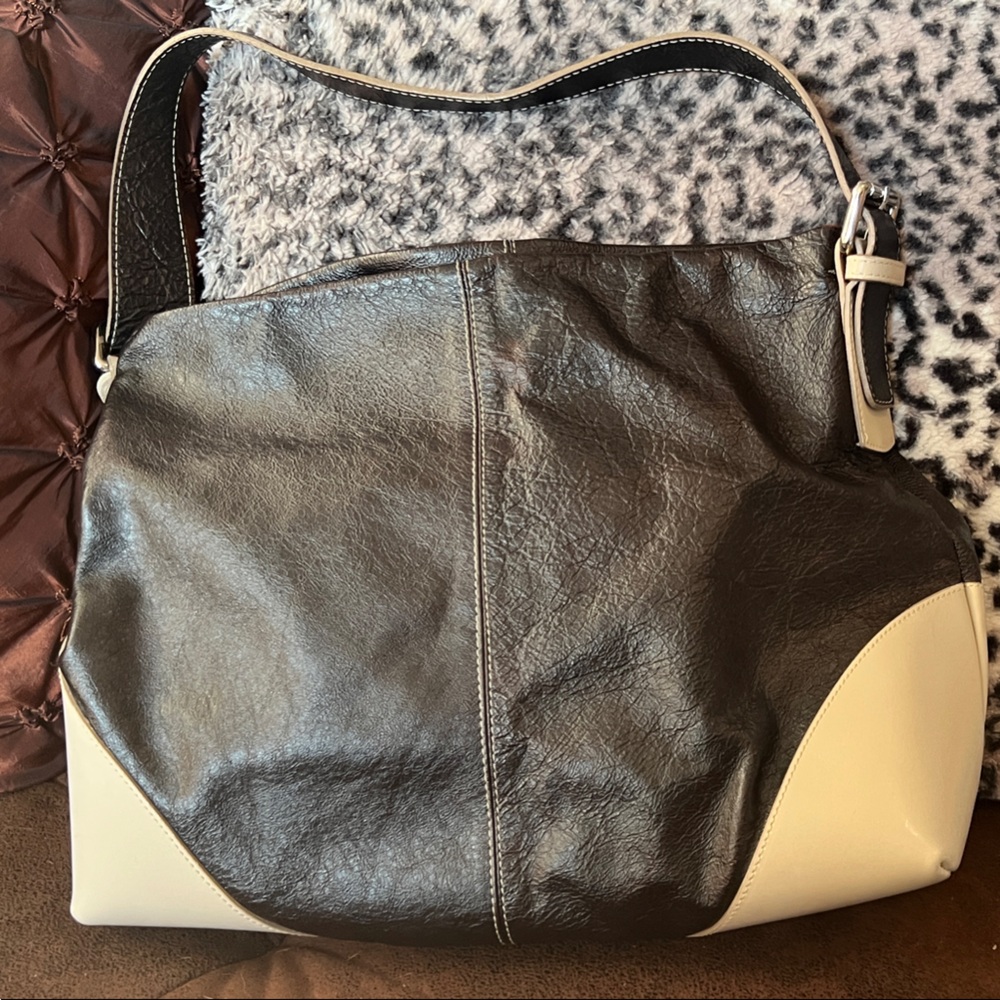 Pulicati Brown and Cream Shoulder Bag in Excellent Condition